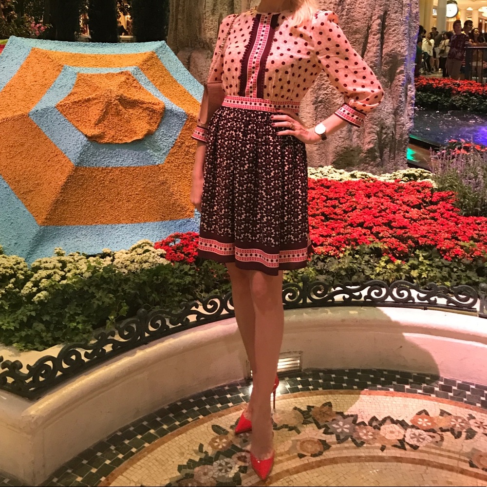 Kate Spade Pink and Black Polka Dot Mini Dress ASO Pippa Middleton